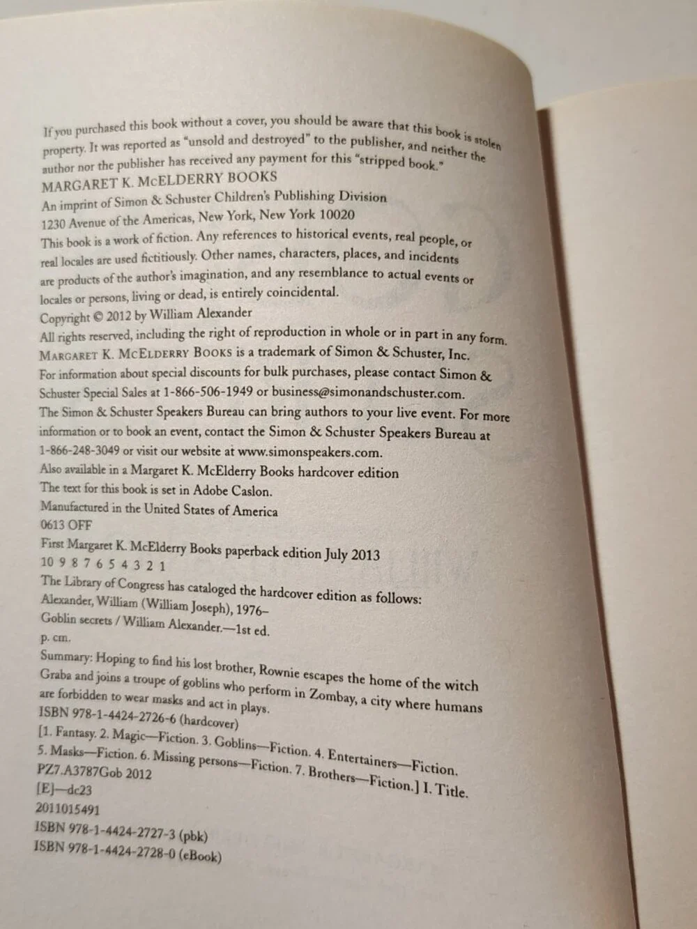 Goblin Secrets By William Alexander PB Book 2012